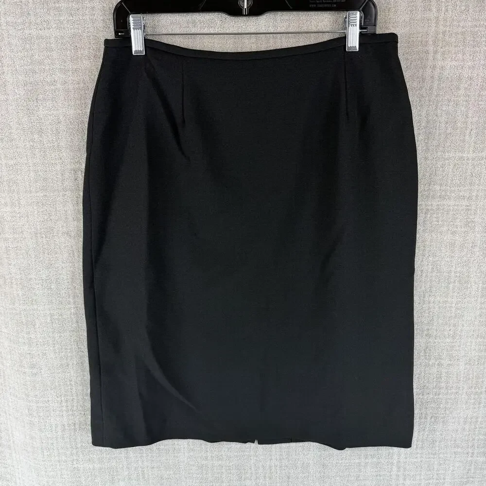 Isabella Suits Skirt Suit Womens 10 Black 2 Piece Lined Crepe Slim Tailored